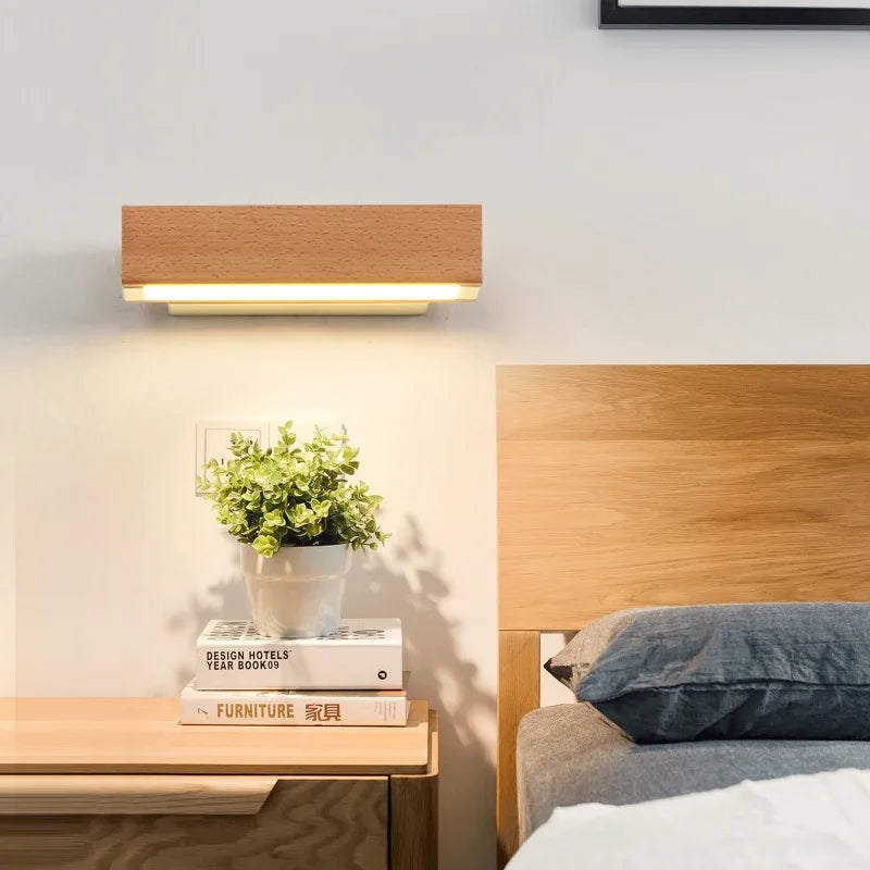 Adjustable Nordic Wooden LED Wall Lamp