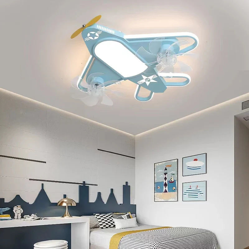 Modern Ceiling Fan for Kids with Dimmable LED Light and Remote Decor