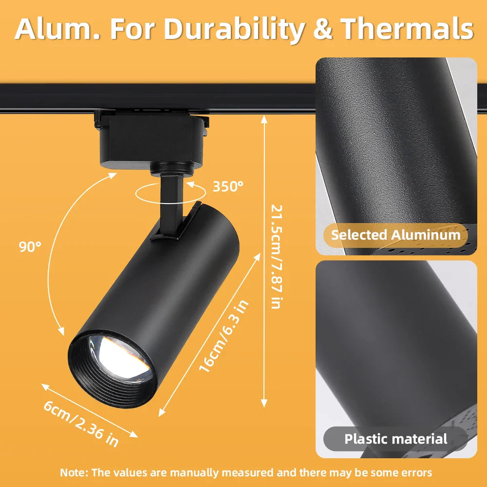 Adjustable Intensity Modern Rail Spot Light for Interior Design