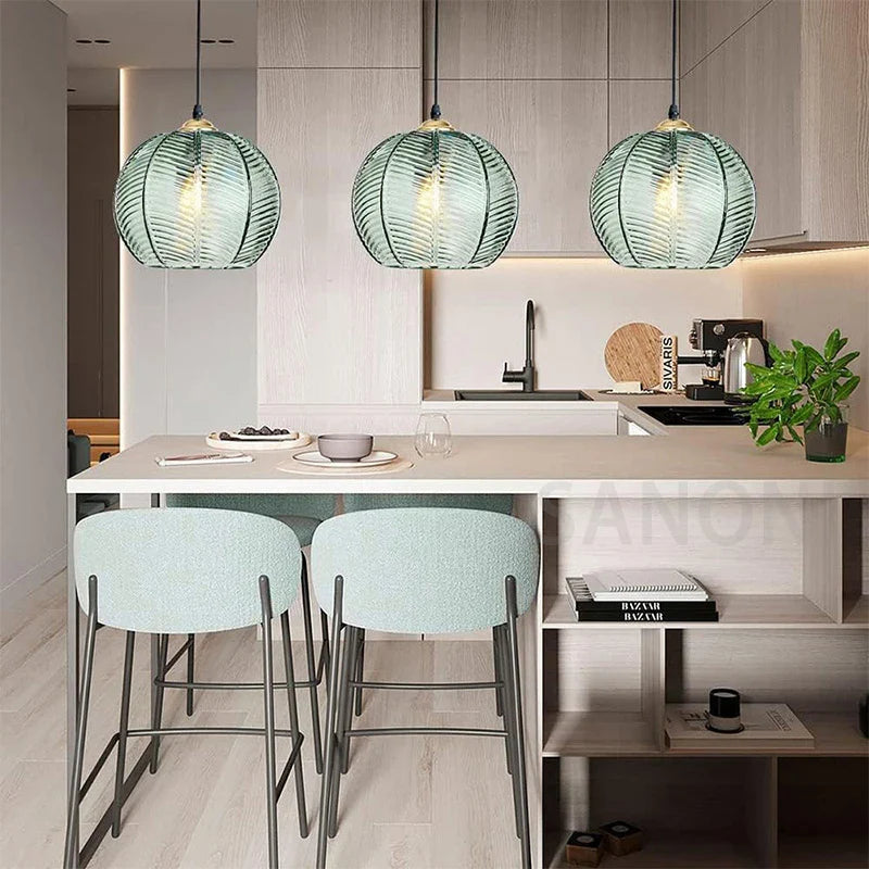 Modern Nordic Striped Glass Pendant Light for Dining Room, Kitchen Island, and Home Décor