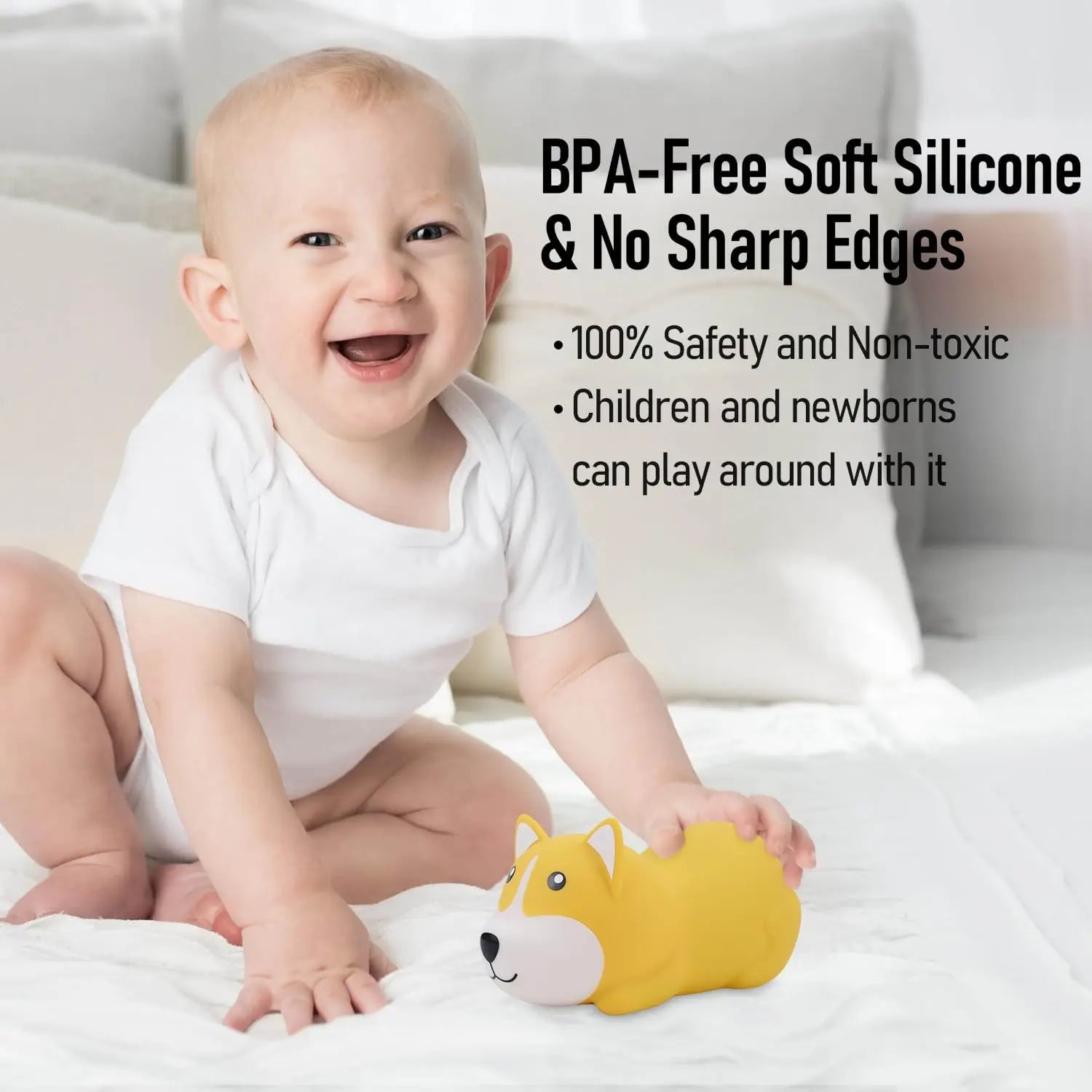 Touch Sensor LED Night Light - Cute Silicone Dog for Kids
