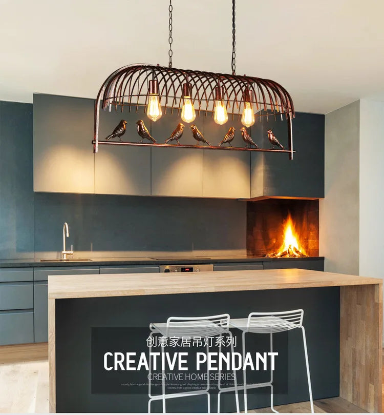 Creative Retro Industrial Bird Iron Pendant Light for Loft, Restaurant, Bar