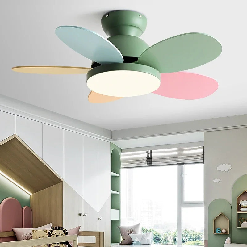 Modern Kids Ceiling Fan with Light and Remote Control