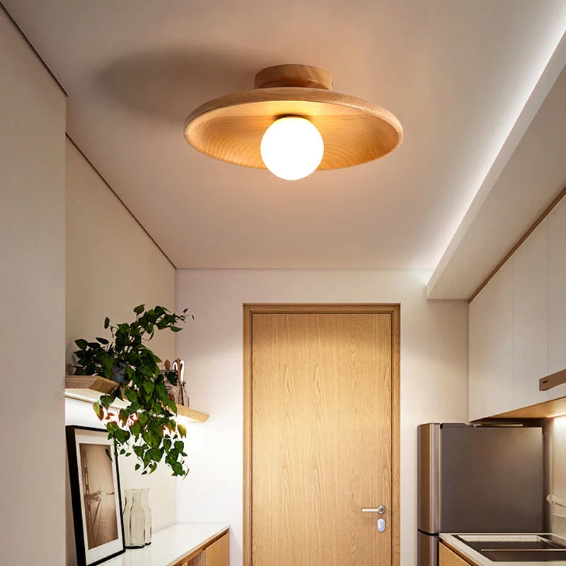 Nordic Wood LED Ceiling Light for Living Room, Bedroom, Dining Room, Hallway, Balcony