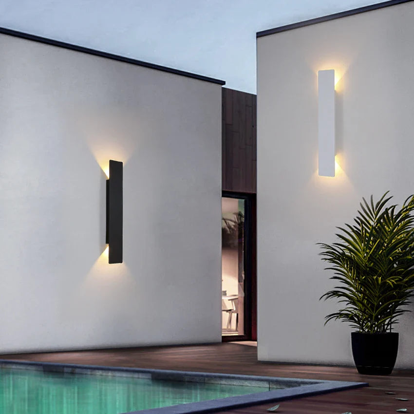 Waterproof Outdoor Wall Sconce - 18W LED Black Aluminum Light Fixture