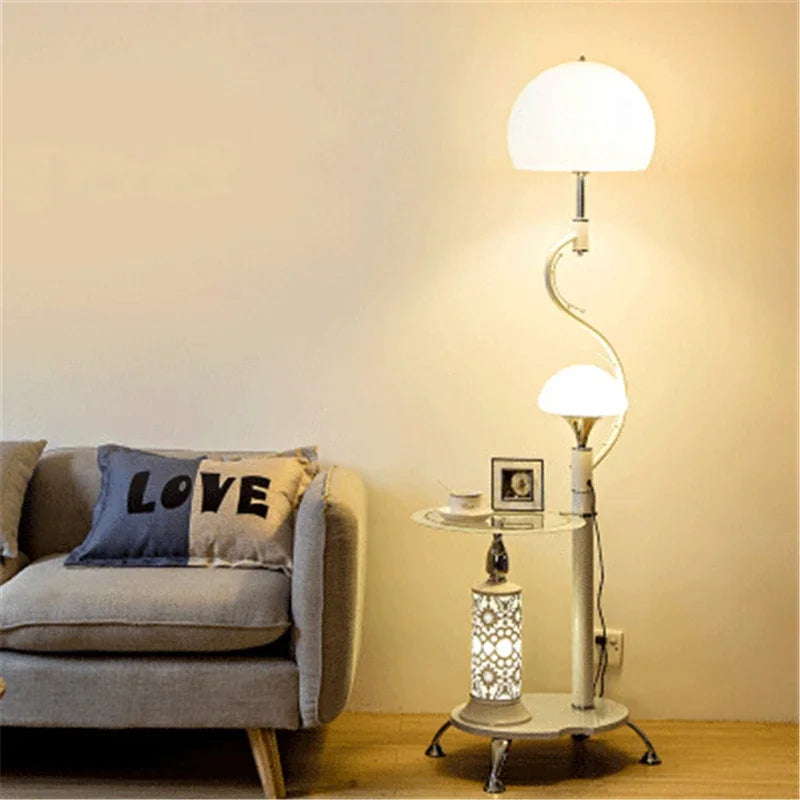 Modern Floor Lamp with Integrated Table - Creative Nordic Design