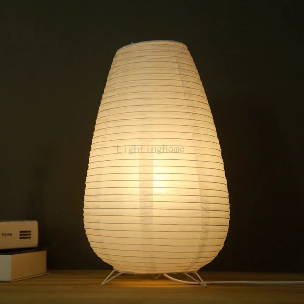 Nordic Paper Lantern Table Lamp - Modern Japanese Style LED Night Light for Living Room, Office, Bedroom