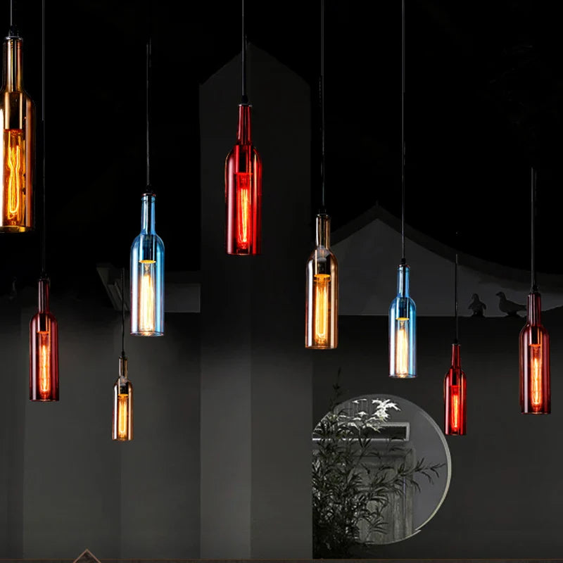 Creative Wine Bottle Shaped Decorative Pendant Light for Home