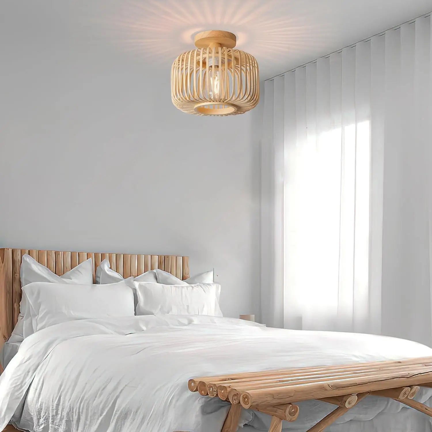 Handwoven Bamboo Ceiling Light for Creative Decor