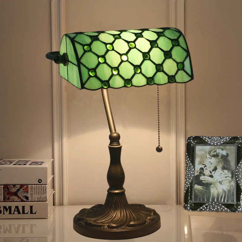 Vintage Stained Glass Bedside Lamp for Interior Decor
