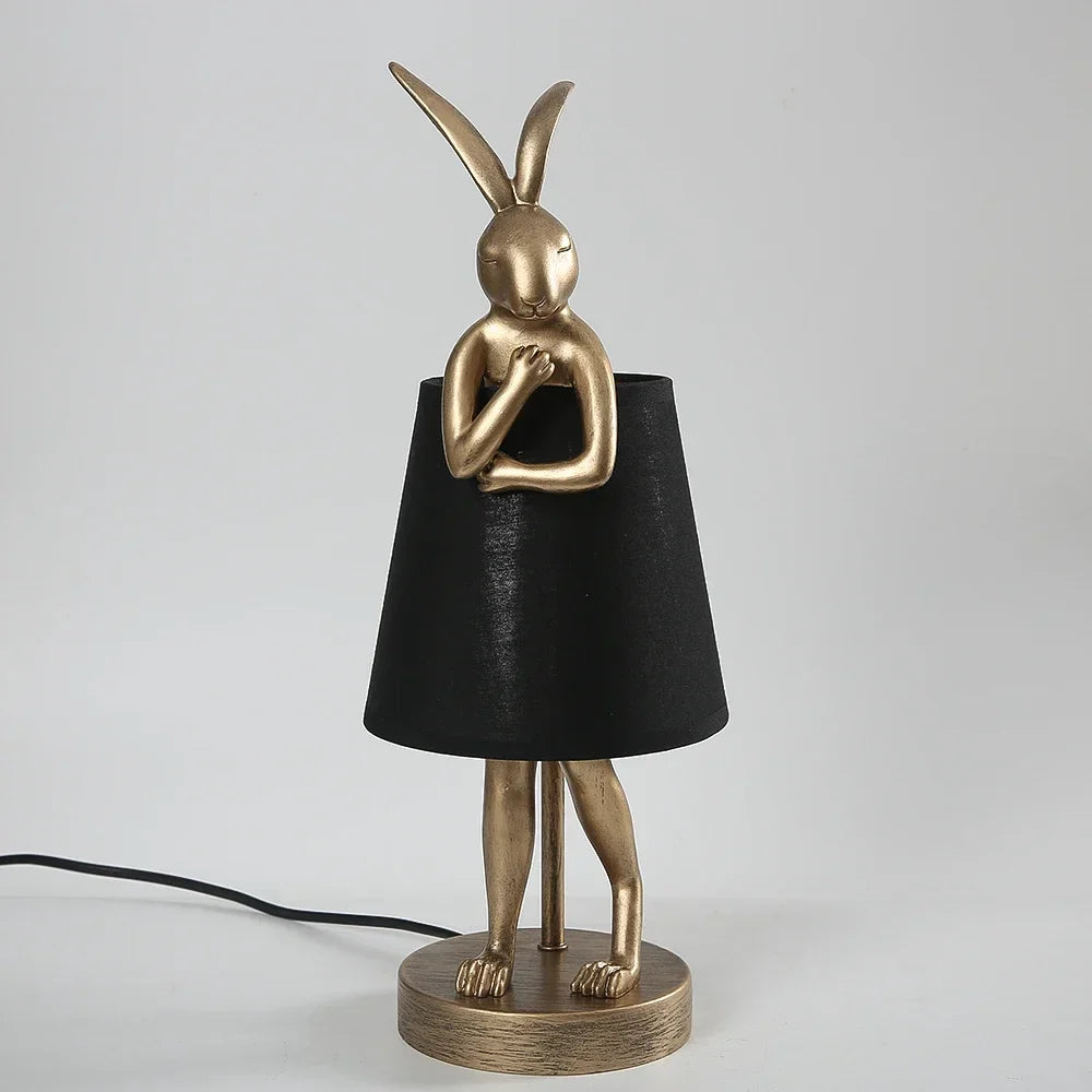 Retro Rabbit Desk Lamp in Resin for Home Decor