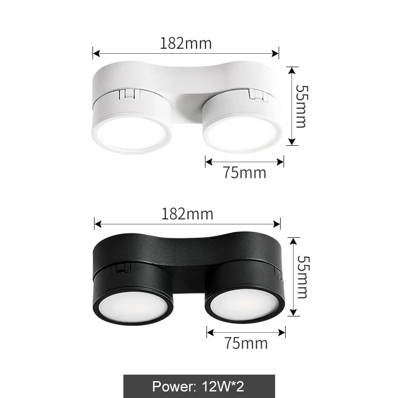 Flexible LED Spot Light with Surface Mount and Rotating Adjustment for Indoor Lighting