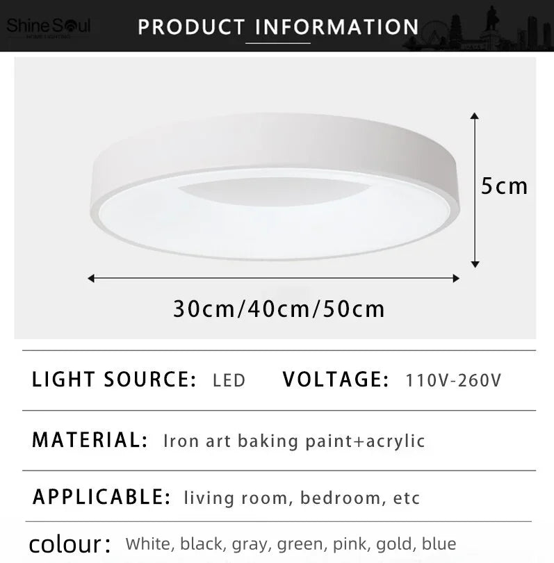 Modern Nordic Simple Circular LED Ceiling Light