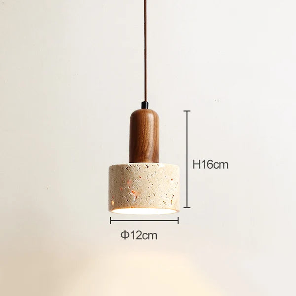 Japanese Style Yellow Travertine Stone Pendant Light