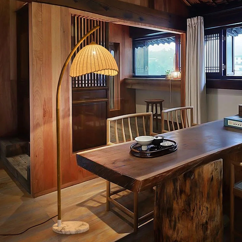 Wabi Sabi LED Floor Lamp - Nordic Bamboo & Metal Design