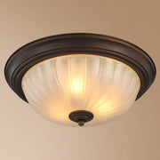 Vintage Black Bronze Ceiling Light with Frosted Glass Shade