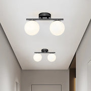 Nordic LED Ceiling Light Fixture - Modern Glass Ball Chandelier for Hallway, Balcony, and Kitchen