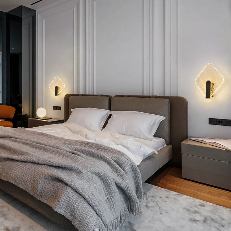 Modern Acrylic Wall-Mounted Diamond Pattern Bedside Lamp