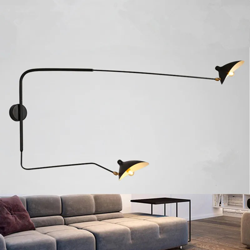 Modern Minimalist Nordic Wall Sconce with Adjustable Arm for Living Room, Study, Bedroom, and Reading