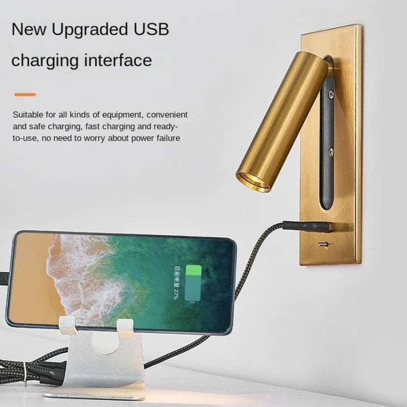 Indoor Wall Sconce 110-240V 3W with USB Charging