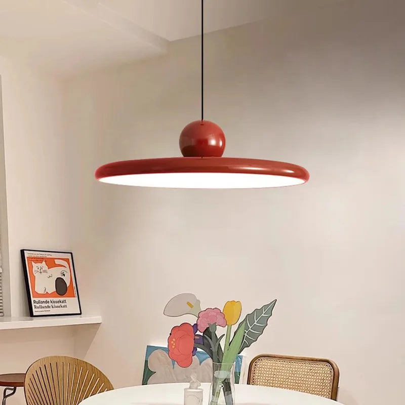 Nordic Cream LED Pendant Light - UFO Style for Living Room, Bedroom, Restaurant & Hotel Indoor Lighting