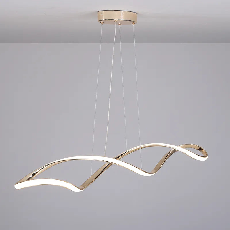Modern LED Suspension Chandelier for Dining Room & Living Room - 92cm Gold/Chrome/Black with Remote/App Control