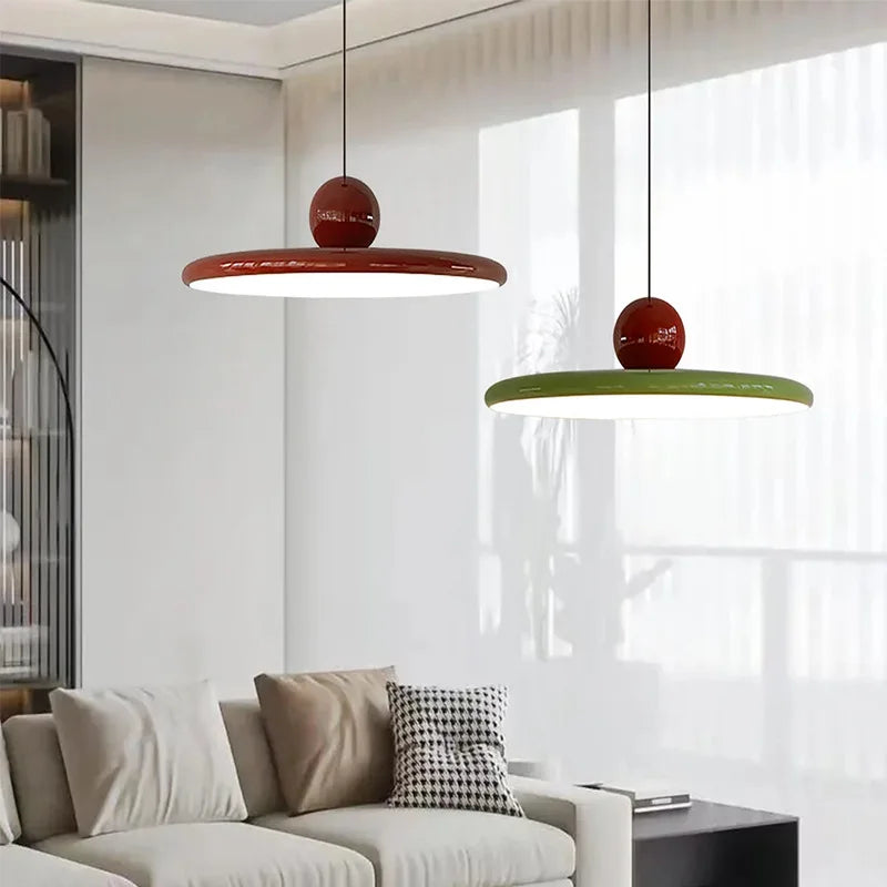Nordic Cream LED Pendant Light - UFO Style for Living Room, Bedroom, Restaurant & Hotel Indoor Lighting