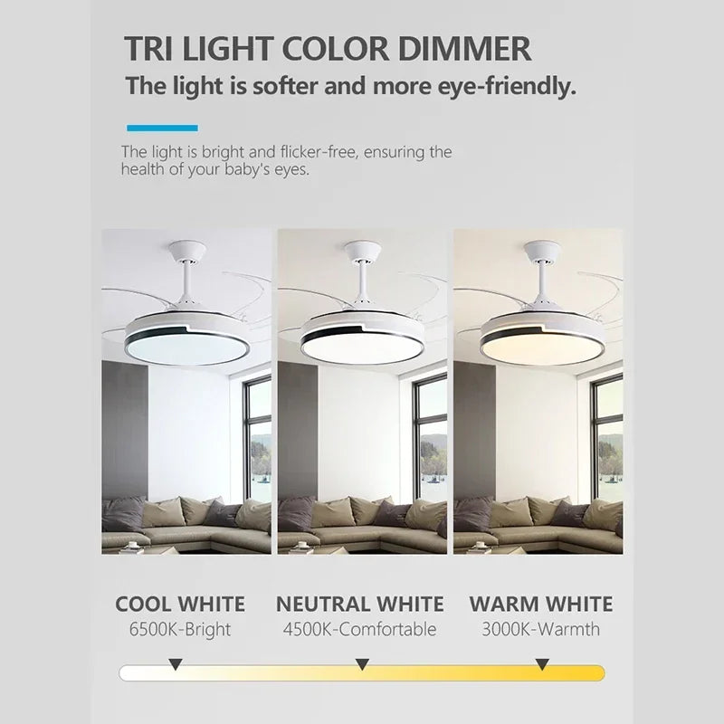 Invisible Ceiling Fan with Light Chandelier for Home
