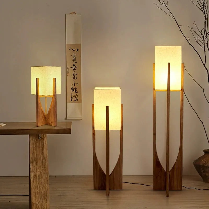 Chinese Wooden Floor Lamp for Living Room and Bedroom - Nordic Design LED Table Lamp