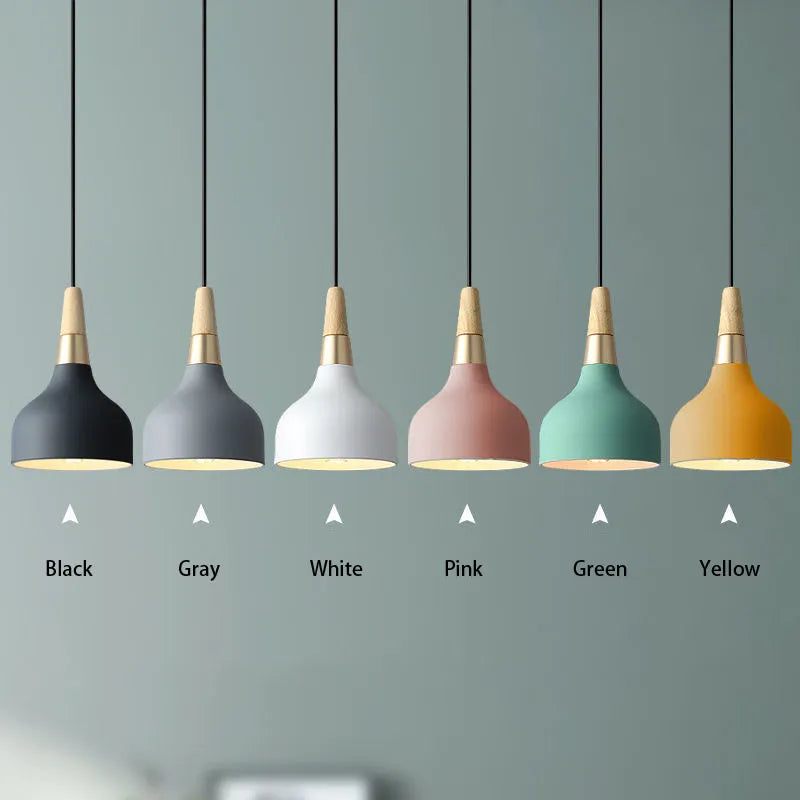 Modern LED Pendant Light with Colorful Metal Shade