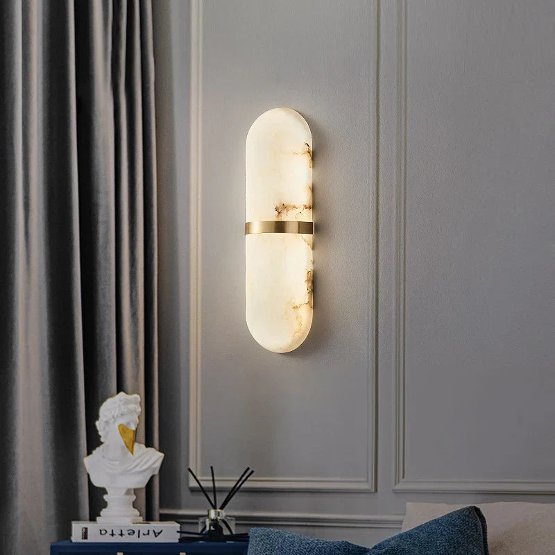 18W LED Wall Sconce - Semi-Cylinder Marble Imitation