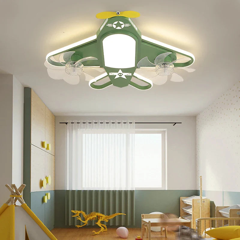 Modern Ceiling Fan for Kids with Dimmable LED Light and Remote Decor