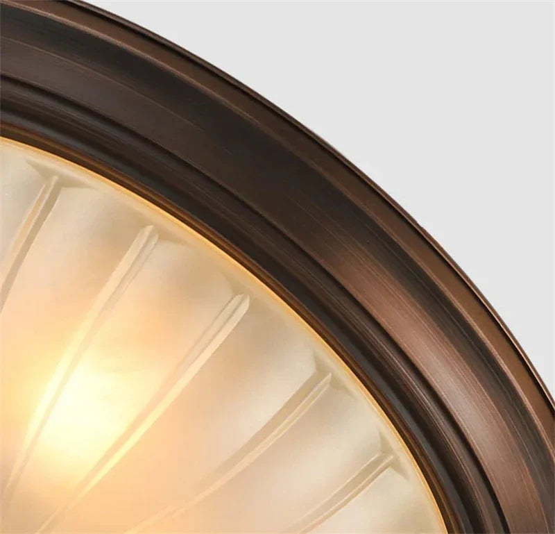 Vintage Black Bronze Ceiling Light with Frosted Glass Shade