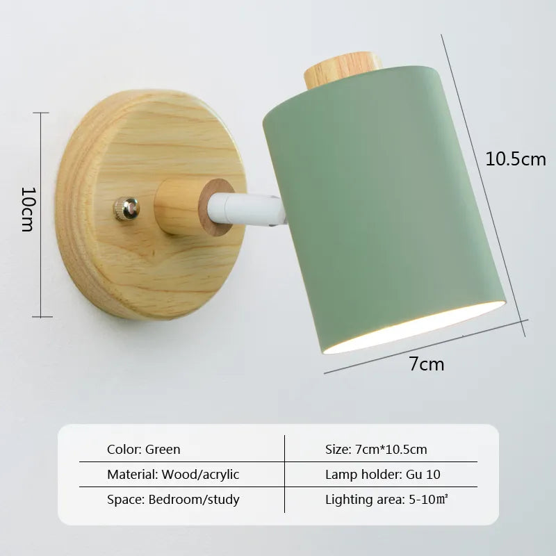 Nordic Wall Sconce Nightstand Lamp with Switch EU/UL Plug Gu10 Modern Bedroom Decor