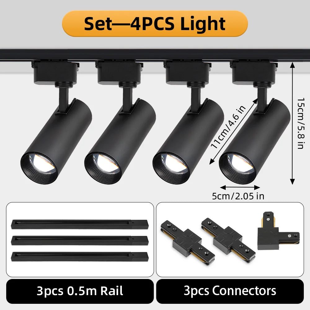 Adjustable Intensity Modern Rail Spot Light for Interior Design