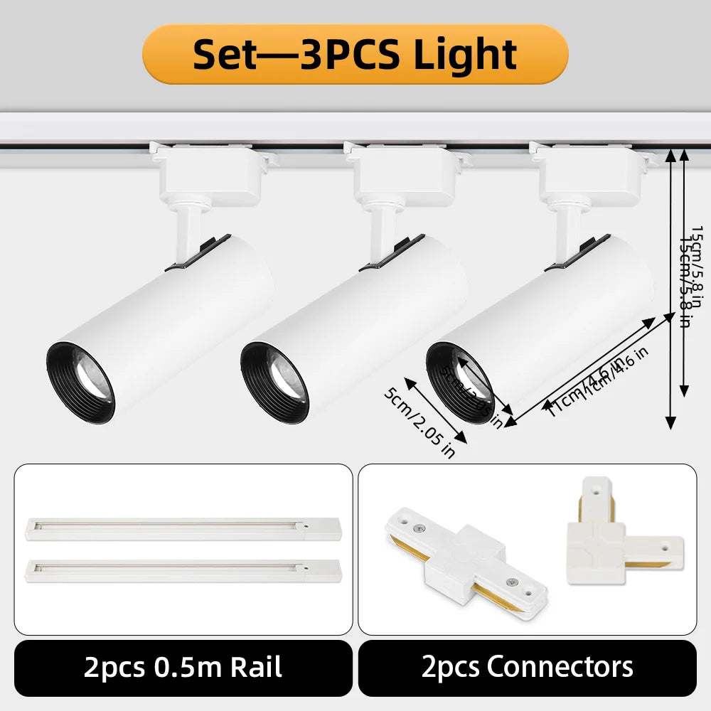 Adjustable Intensity Modern Rail Spot Light for Interior Design