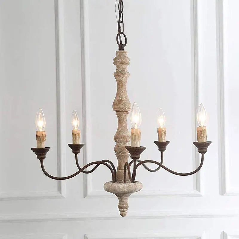 Retro American French Wooden Chandelier for Home & Restaurant