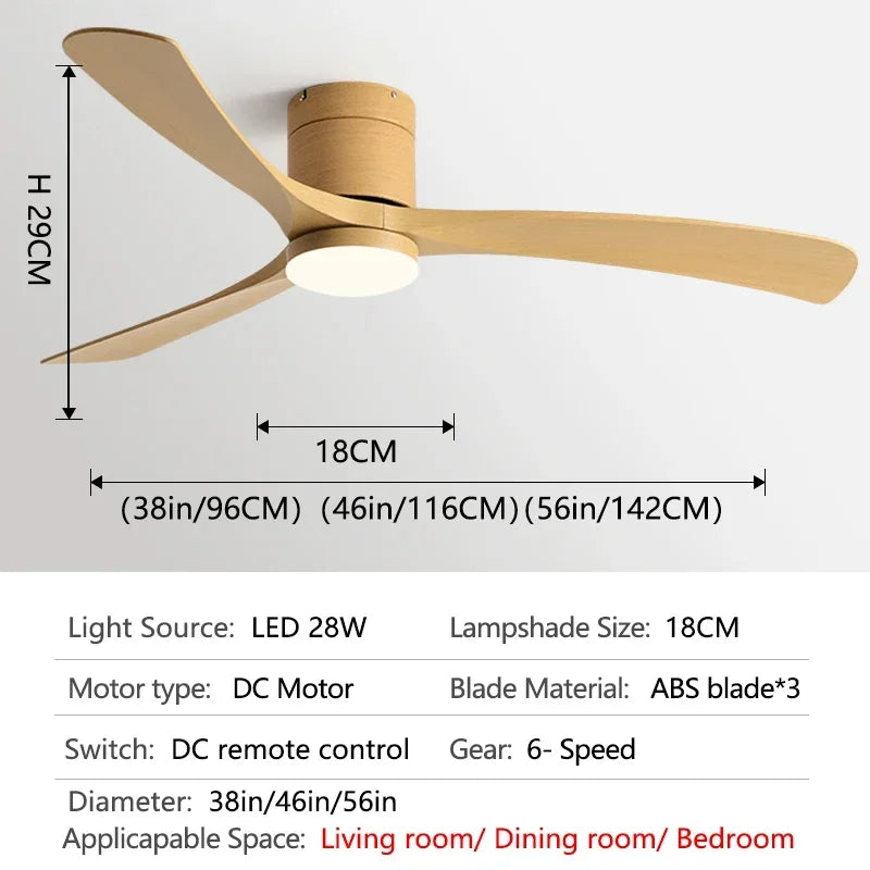 Modern Black ABS Ceiling Fan with LED Light and Remote Control