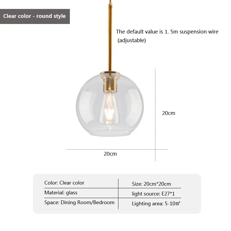Nordic Design Glass LED Pendant Light - Stylish Indoor Decor