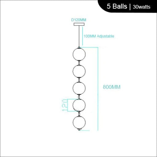 Italian Designer CC 10 LED Glass Ball Pendant Light