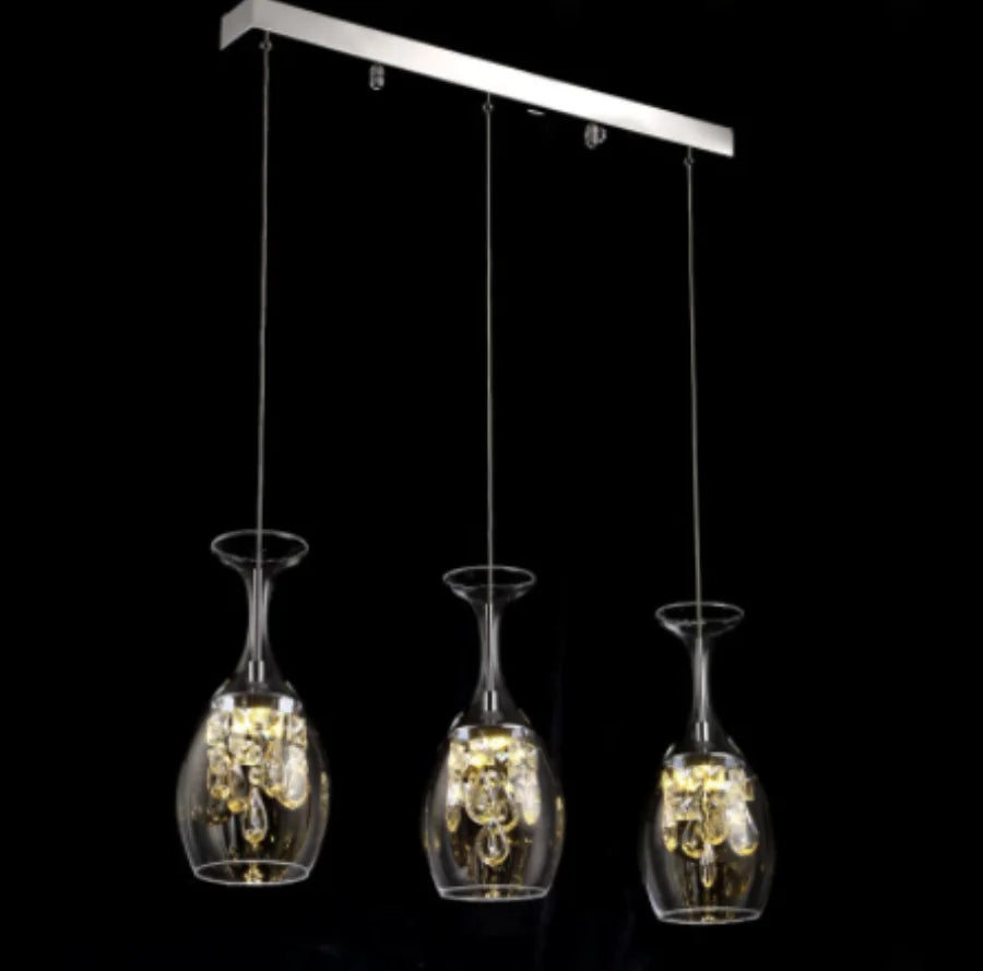Modern Crystal Pendant Light with Glass Shade for Decorative Illumination