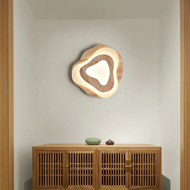 Modern Japanese Irregular Wood LED Ceiling Light