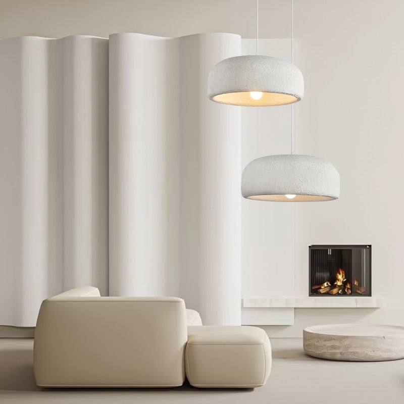 White Round Shade Mango Suspension Lamp Design