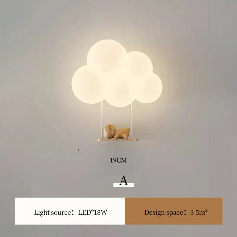 Minimalist LED Wall Appliques - Monkey, Rabbit, Cloud for Kids