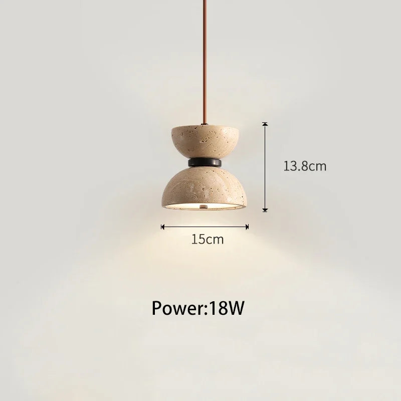 Japanese Wabi-Sabi Travertine Nightstand Lamp