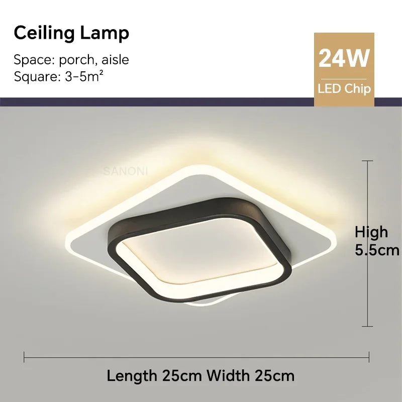Modern LED Indoor Ceiling Light for Hallways, Stairs, and More