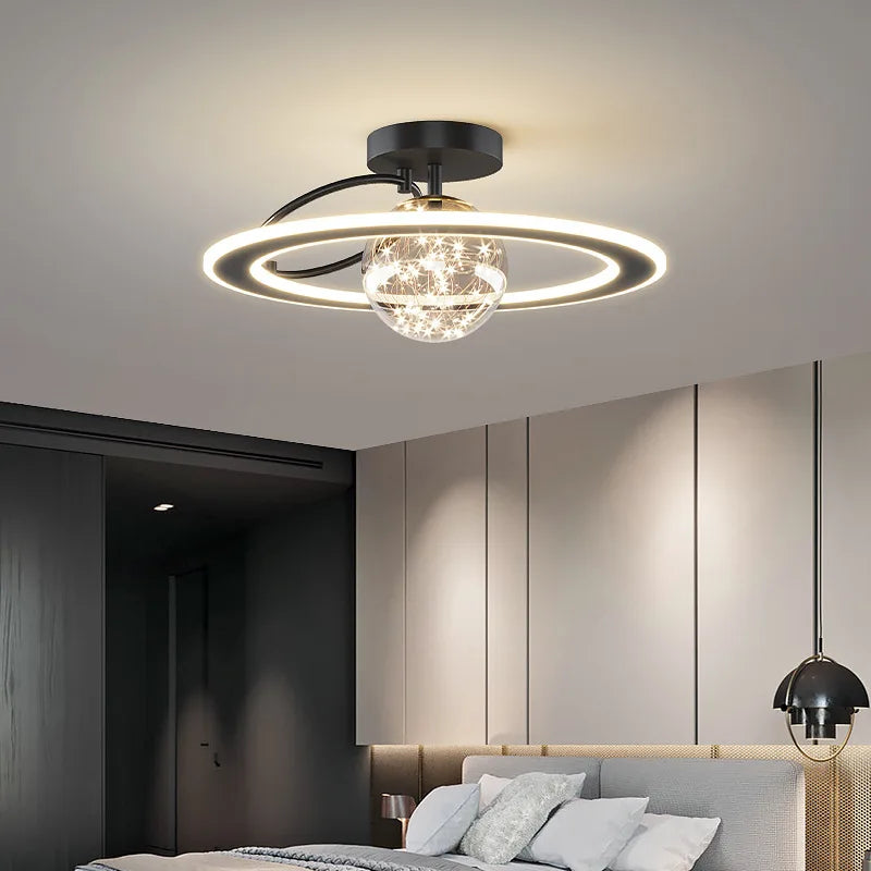 Luxury Modern LED Chandelier with Gold Glass Spheres