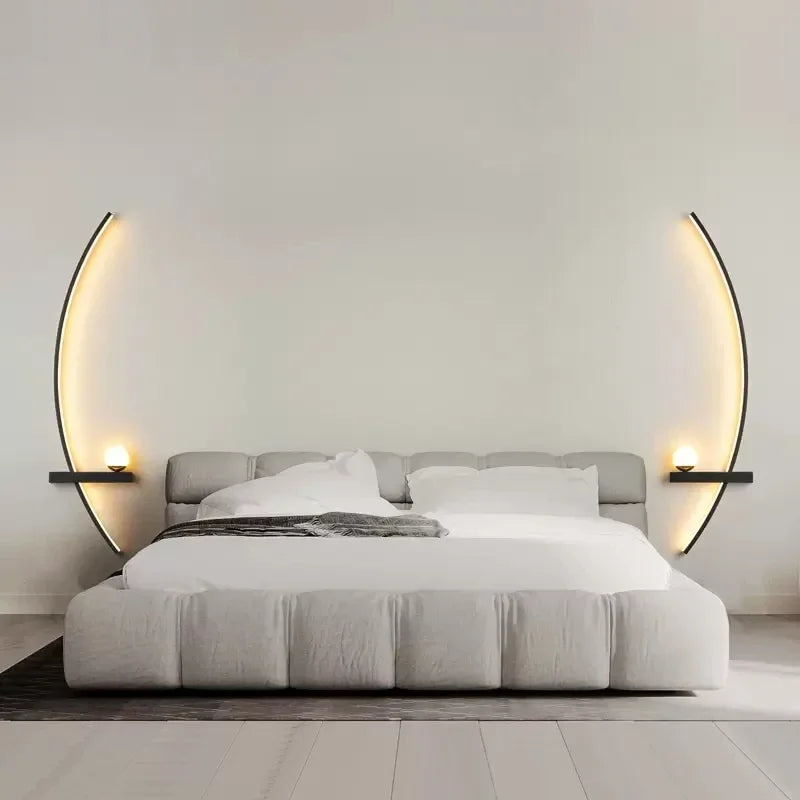 Modern Black LED Wall Sconce - Minimalist Decorative Light for Bedroom, Study, and Home