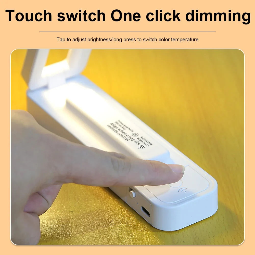 Foldable Touch Desk Lamp with Remote Control and Adjustable Brightness