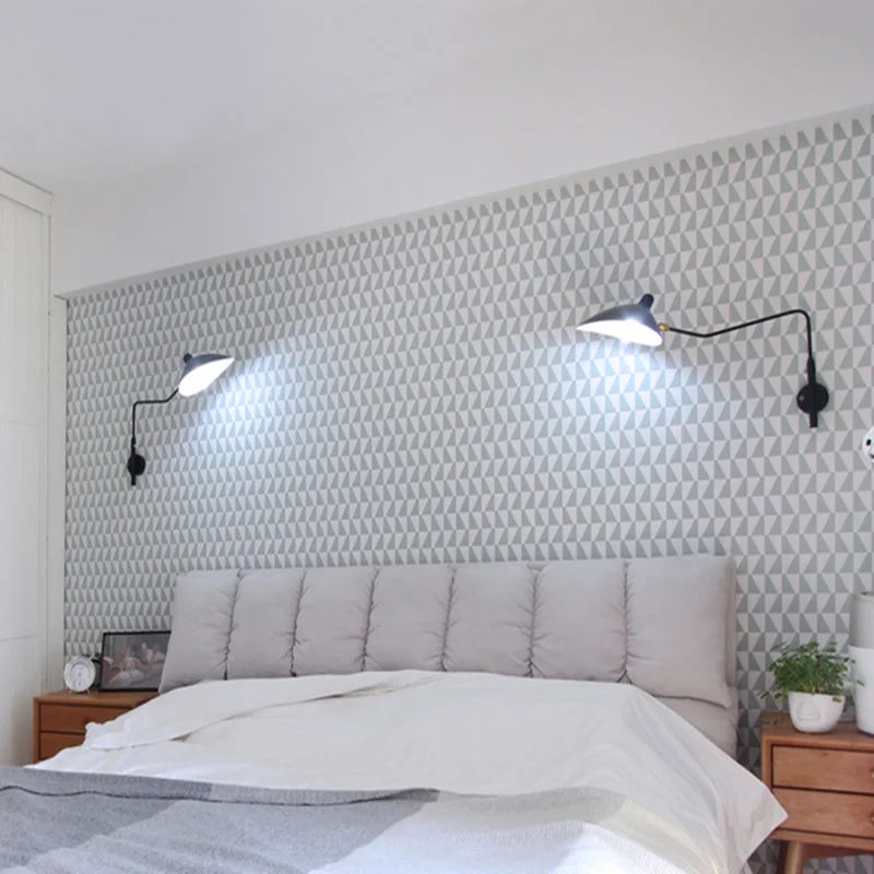 Modern Minimalist Nordic Wall Sconce with Adjustable Arm for Living Room, Study, Bedroom, and Reading